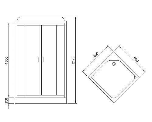 Душевая кабина Royal Bath 90x90 RB90HP1-T без гидромассажа