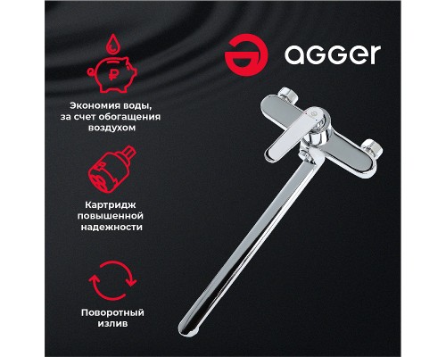 Смеситель для ванны Agger Beauty универсальный Хром