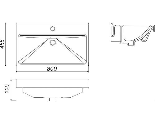 Тумба с раковиной Comforty Никосия 80Н 00-00007621 Дуб темный