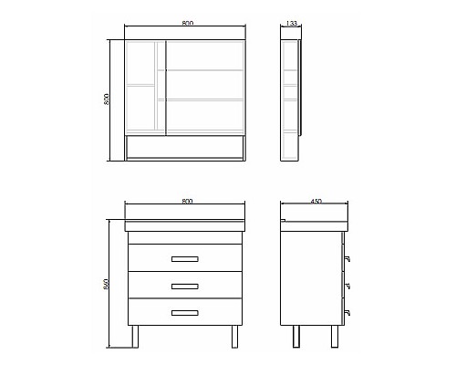 Тумба с раковиной Comforty Никосия 80Н 00-00007621 Дуб темный