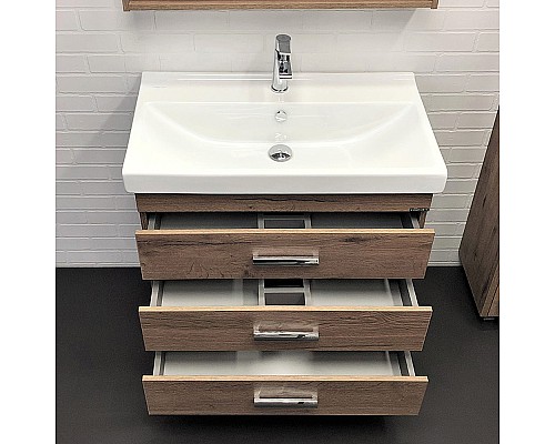 Тумба с раковиной Comforty Никосия 80Н 00-00007621 Дуб темный