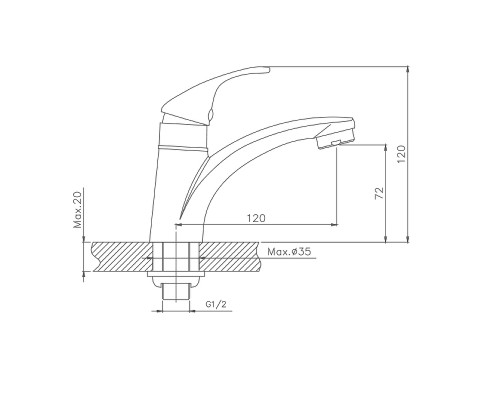 Кран для одного типа воды Cron CN1090 Хром
