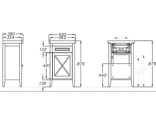 Тумба под раковину Opadiris Палермо 50 R 00-00002360 Светлый орех