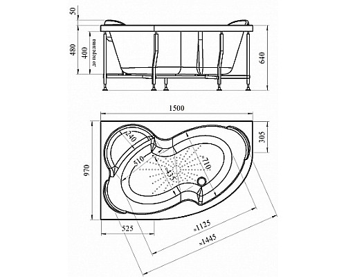 Акриловая ванна Ирма 1 Radomir 2-01-0-1-1-217 169x110