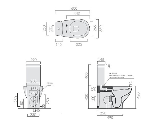 Унитаз компакт Galassia Eden 7217 без бачка, сливной арматуры и сиденья
