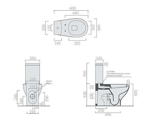 Унитаз компакт Galassia Eden 7217 без бачка, сливной арматуры и сиденья