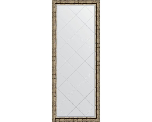 Зеркало Evoform Exclusive-G Floor 198х78 BY 6307 с гравировкой в багетной раме - Серебряный бамбук 73 мм