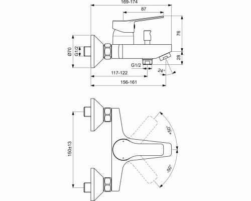 Смеситель для ванны Ideal Standard Entella Хром