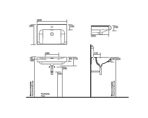 Раковина Kerasan Inka Project 341104 60x40 белый