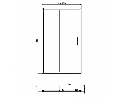 Душевая дверь Ideal Standard Connect 2 120 K9277V3 профиль Черный стекло прозрачное