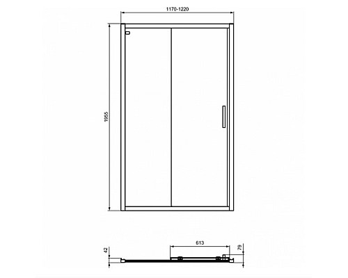 Душевая дверь Ideal Standard Connect 2 120 K9277V3 профиль Черный стекло прозрачное