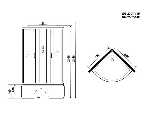 Душевая кабина Niagara Classic 80x80 NG-2507-14P без гидромассажа Душевая кабина Niagara Classic 80x80 NG-2507-14P без гидромассажа
