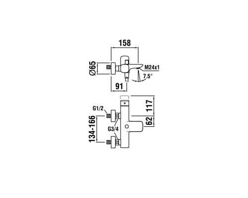 Смеситель Laufen Cityplus для ванны-душа 3.2175.7.004.136.1
