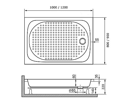 Акриловый поддон для душа RGW Acrylic Lux/Tn 120х80 16180282-21 Белый