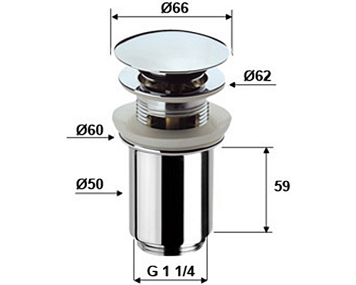 Донный клапан Remer 905CC114 click-clack Хром