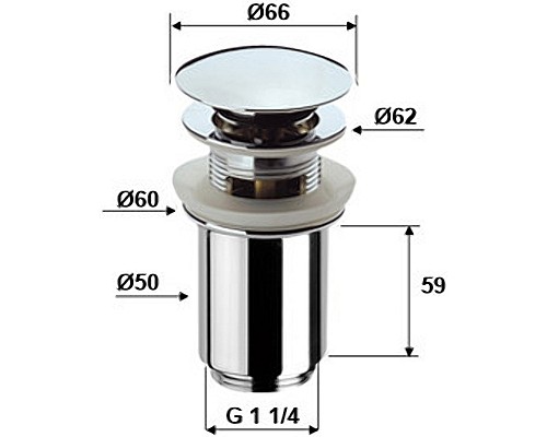 Донный клапан Remer 905CC114 click-clack Хром