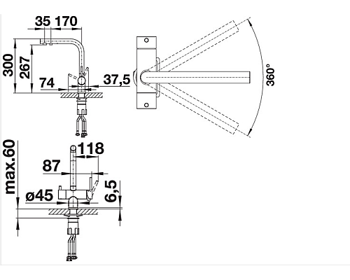 Смеситель для кухни Blanco Fontas II 525139 Антрацит