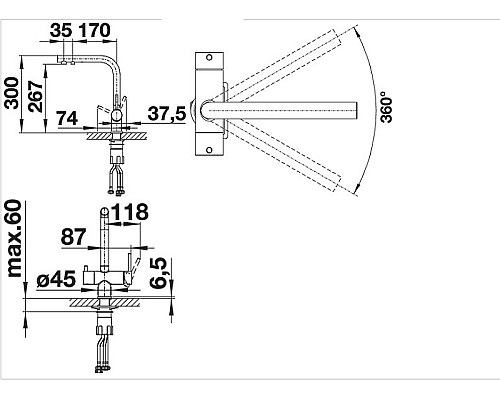 Смеситель для кухни Blanco Fontas II 525139 Антрацит