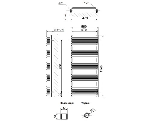 Полотенцесушитель Terma Алекс 1140/500 бел мат