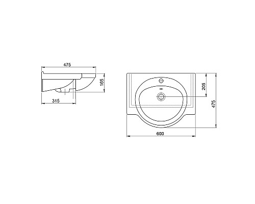 Раковина Santeri Сатурн 60 1.3121.1.S00.11B.0 Белая
