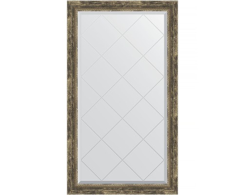 Зеркало Evoform Exclusive-G 128х73 BY 4221 с гравировкой в багетной раме - Старое дерево с плетением 70 мм
