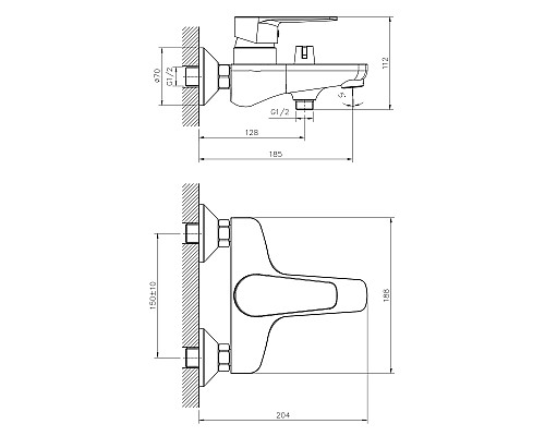 Смеситель для ванны Decoroom DR72036 Хром