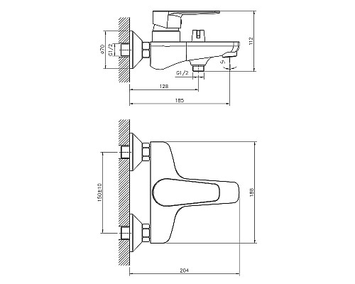 Смеситель для ванны Decoroom DR72036 Хром
