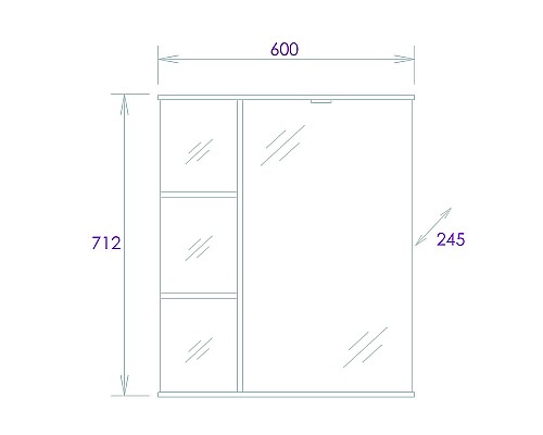 Зеркальный шкаф Onika Карина 60.01 R 206010 с подсветкой Белый