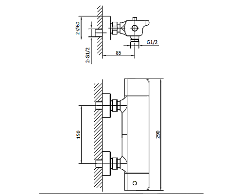 Смеситель для душа с термостатом AltroBagno Lamberto 030501 Cr