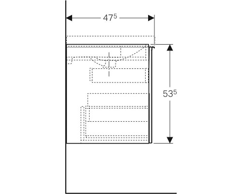 Тумба под раковину Geberit Acanto 500.609.16.1 59x53x47, черное стекло