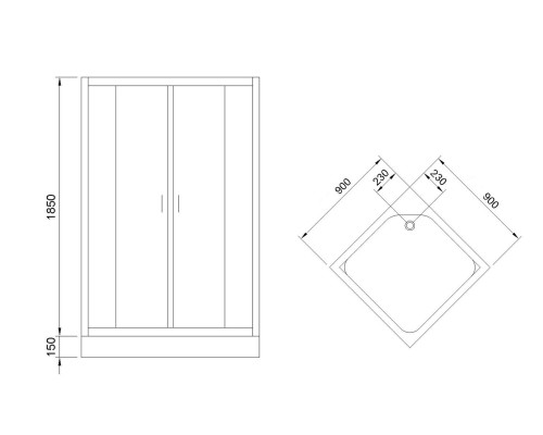 Душевой уголок Royal Bath HP 90х90 RB90HP-T с поддоном профиль Белый стекло прозрачное