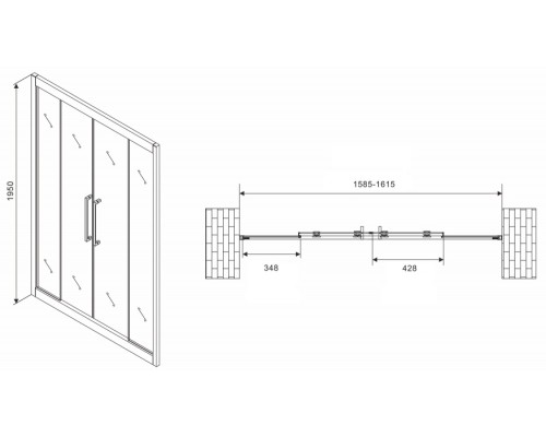 Душевая дверь Abber Schwarzer Diamant 160 AG33160H профиль Хром стекло прозрачное