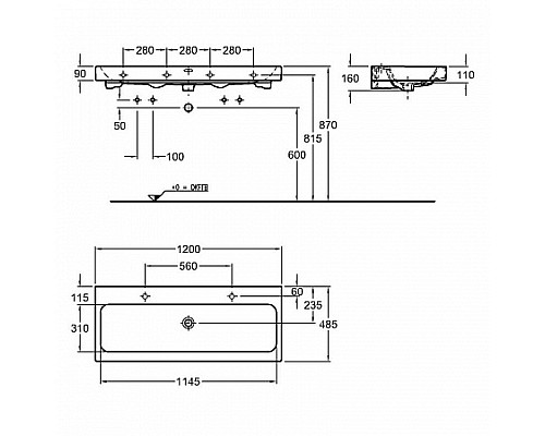 Раковина Geberit Icon 120 см Раковина Geberit Icon 120 см