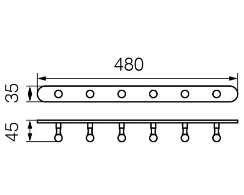 Планка с 6-ю крючками Veragio Gialetta L47.5, хром
