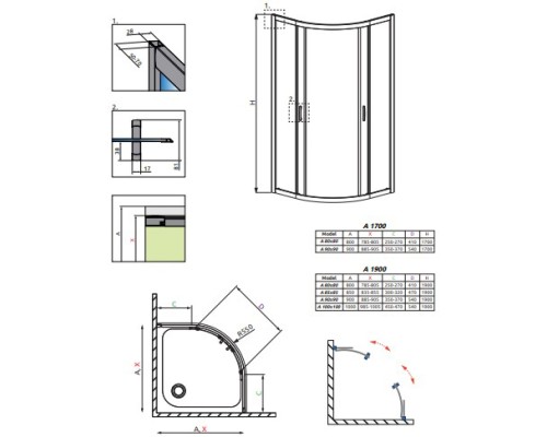 Душевой уголок Radaway Premium Plus A 1900 90x90 30403-01-06N профиль Хром стекло фабрик