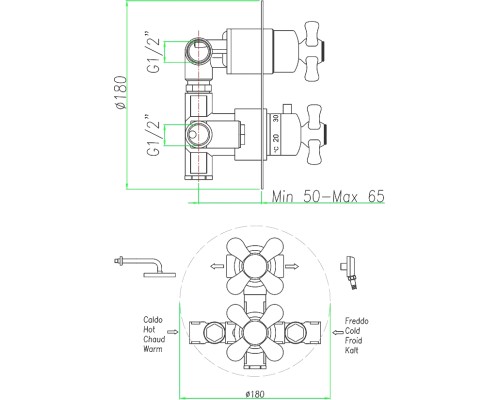 Смеситель для душа Webert Armony AM970903010, золото