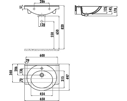 Раковина Creavit Etol 65 ET065-00CB00E-0000 Белая