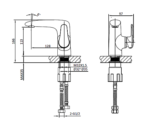 Смеситель для раковины AltroBagno Squalo 0106 Cr