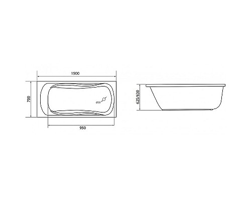 Акриловая ванна 1MarKa Classic 150х70 01кл1570 А