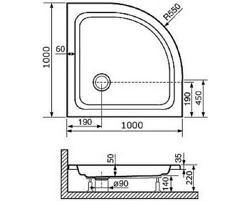 Акриловый поддон для душа RGW Acrylic Style P 100x100 16180400-11 Белый