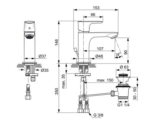 Смеситель для раковины Ideal Standard Connect Air A7007AA Хром