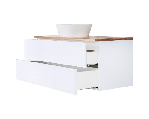 Тумба с раковиной Orange Otto 100 Ot-100TuWOOD+B08-360W подвесная Белая Ясень