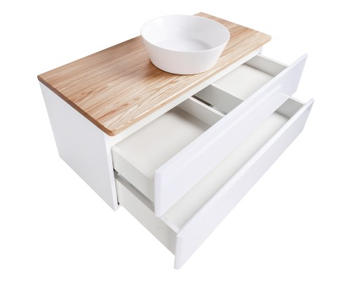 Тумба с раковиной Orange Otto 100 Ot-100TuWOOD+B08-360W подвесная Белая Ясень