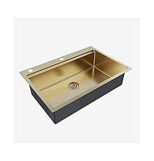 Мойка для кухни Paulmark VAST-PRO PM707551-BS брашированное золото 750х510