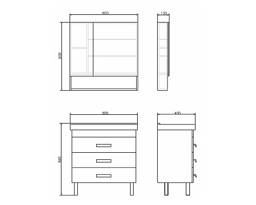 Тумба с раковиной Comforty Никосия 80Н 00-00007621 Дуб темный