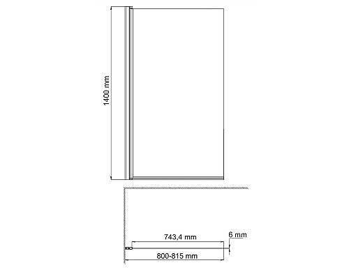 Стеклянная шторка на ванну WasserKRAFT 48P01-80