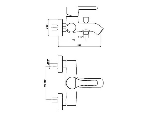 Смеситель для ванны GPD Felis MBB75 Хром