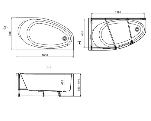Панель фронтальная для акриловой ванны Corfu 160х90 правая 259974000 Roca
