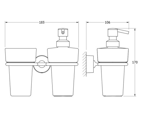 Держатель со стаканом и дозатором жидкого мыла (матовый хрусталь; хром) FBS NOS 008