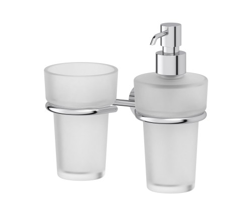 Держатель со стаканом и дозатором жидкого мыла (матовый хрусталь; хром) FBS NOS 008